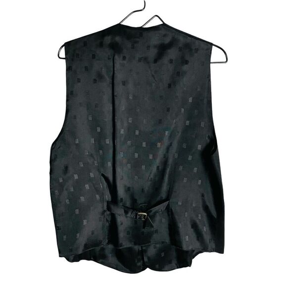 Lazio Como Italy Vest Waistcoat Mens M Black Silver Buttons Formal Western Aztec - Picture 2 of 6